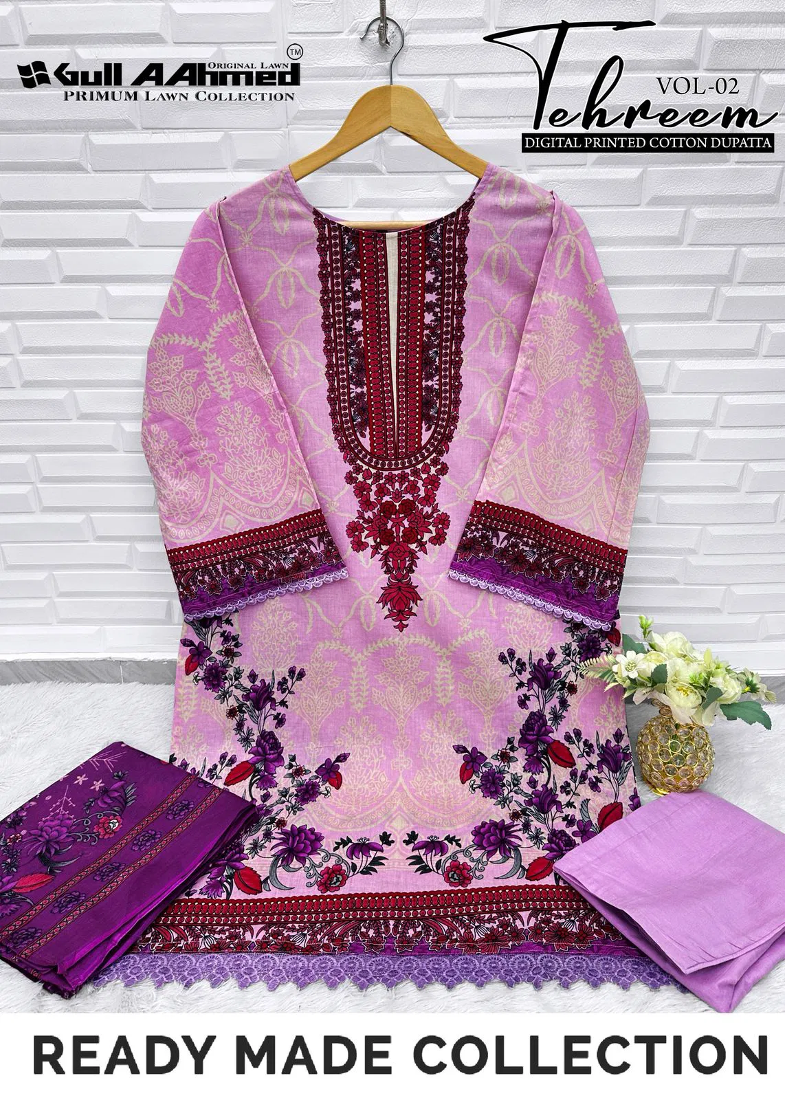 Tehreem Vol 2 By Gull A  Ahmed Karachi Cotton Kurti With Bottom Dupatta Wholesale Online
